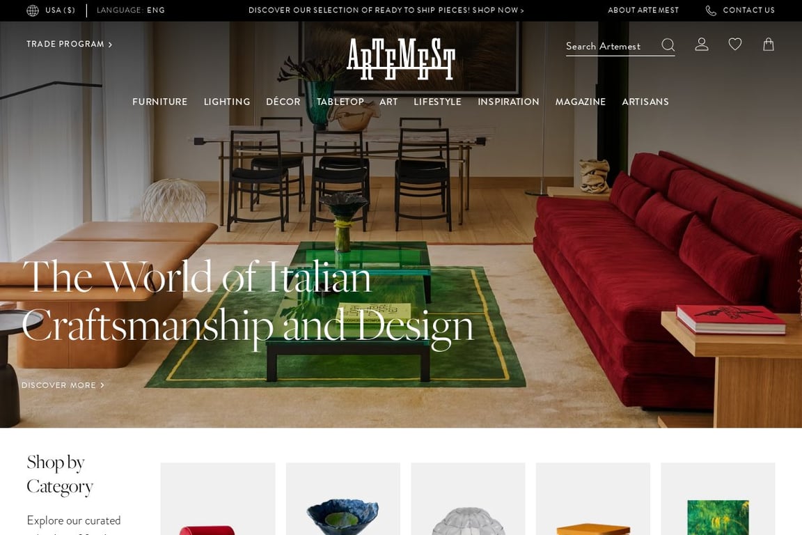 Artemest homepage