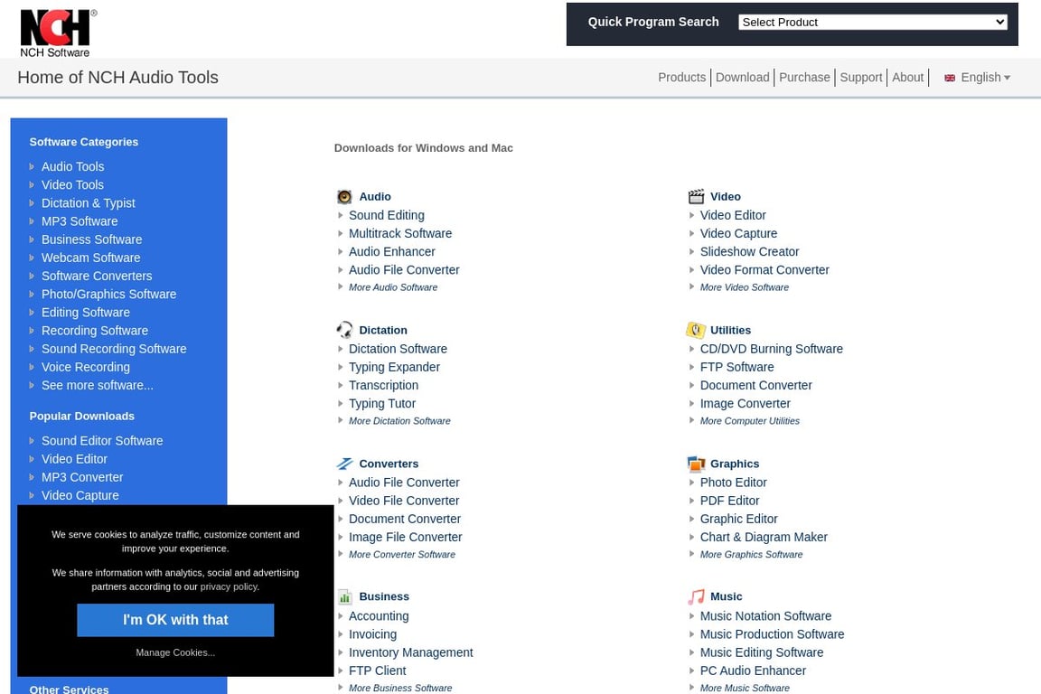NCH Software homepage