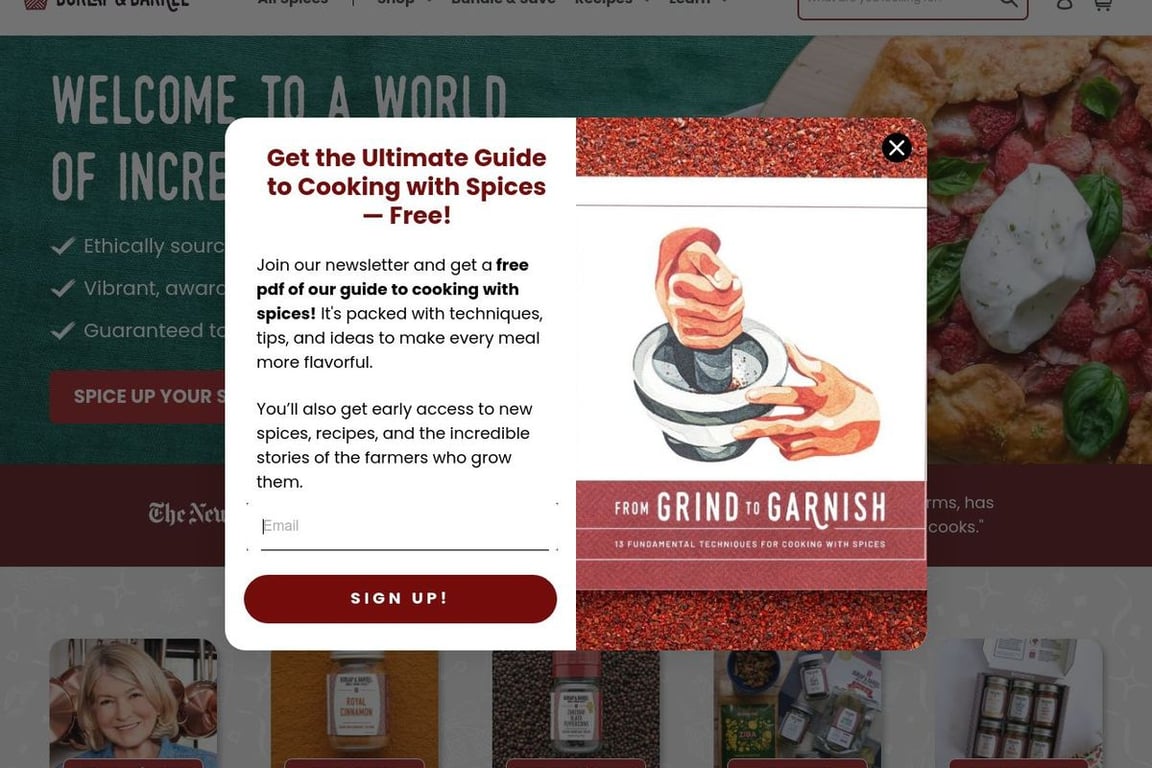 Burlap & Barrel homepage