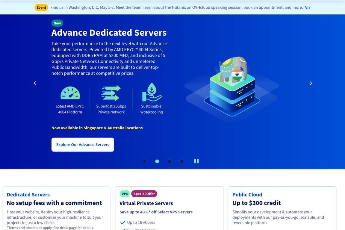 OVHcloud US homepage