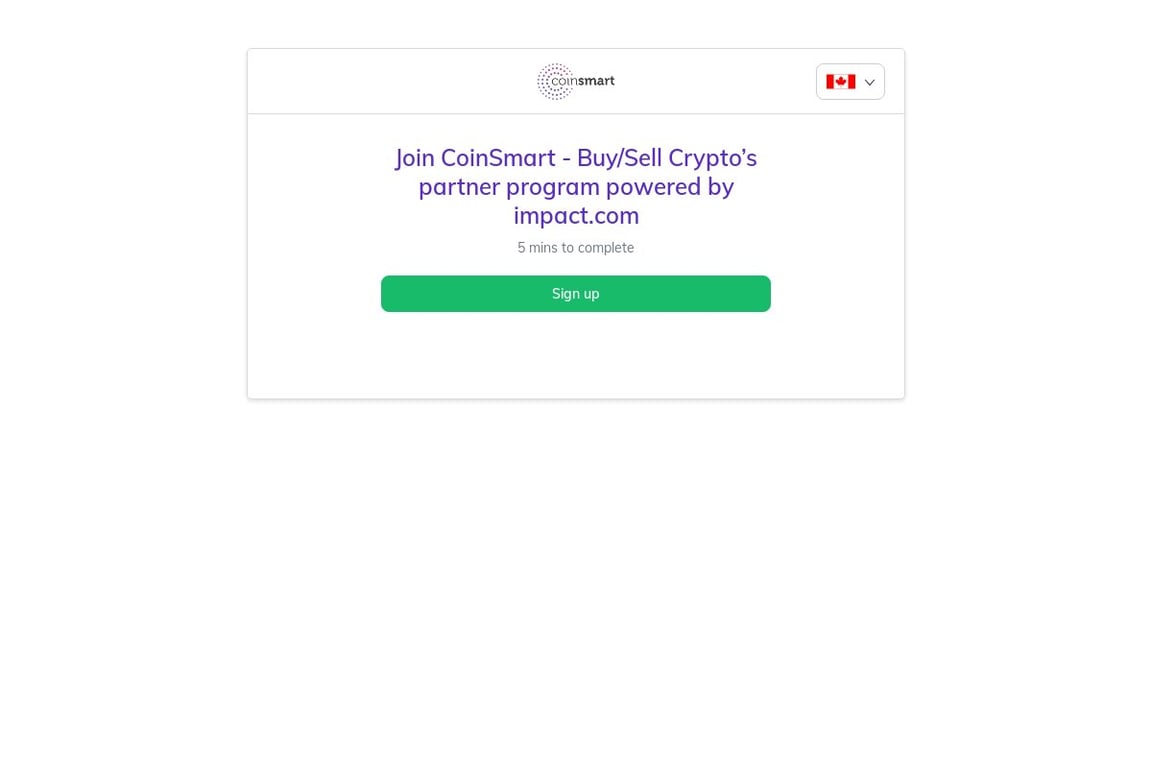 CoinSmart affiliate program signup page