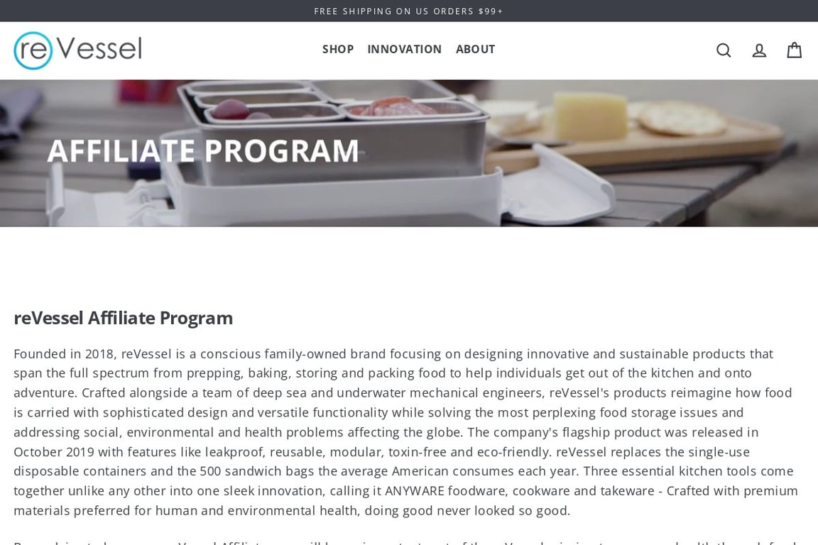 ReVessel affiliate program signup page