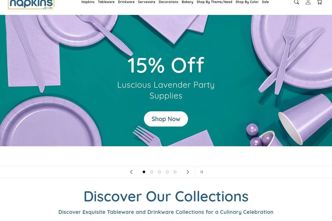 Napkins.com homepage
