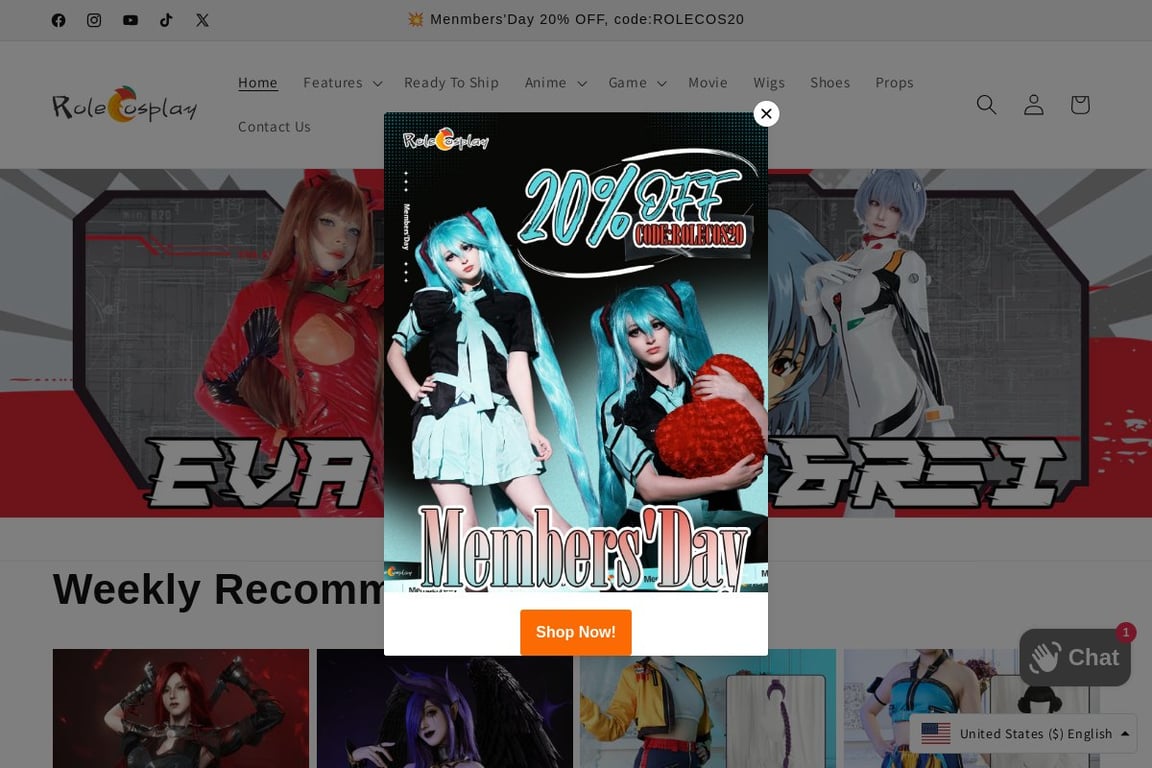 RoleCosplay homepage