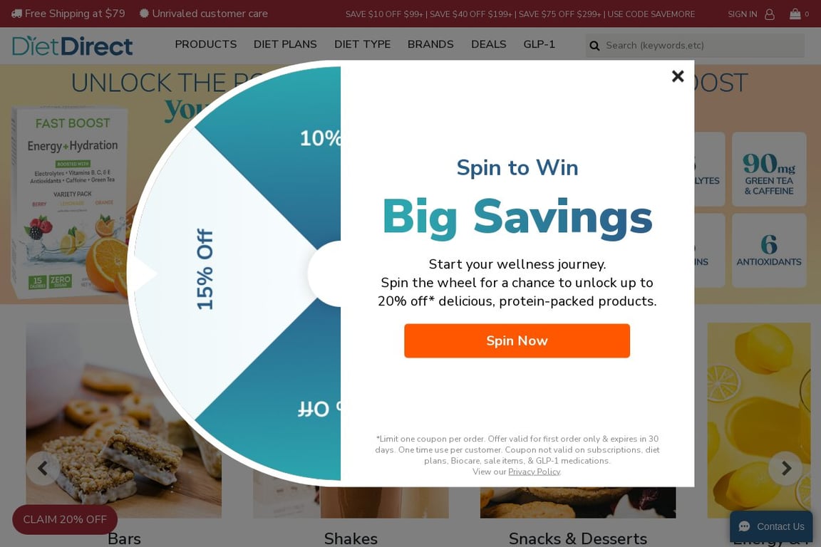 Diet Direct homepage