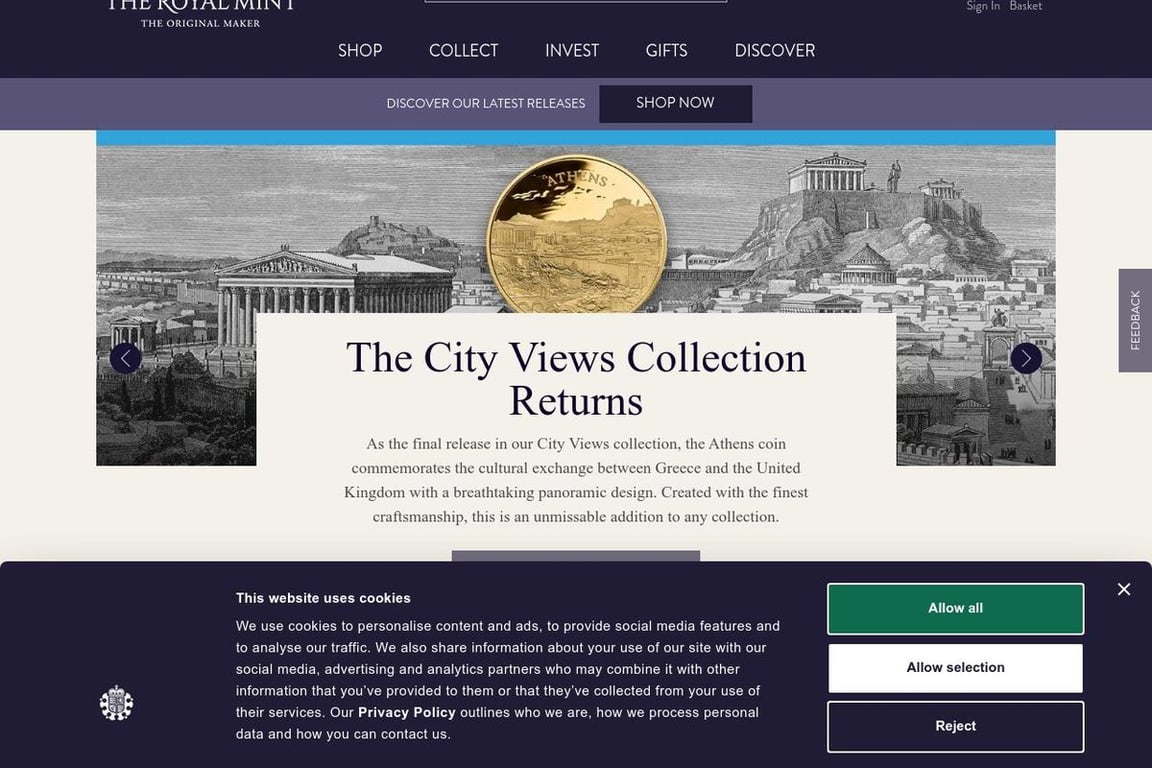 The Royal Mint homepage