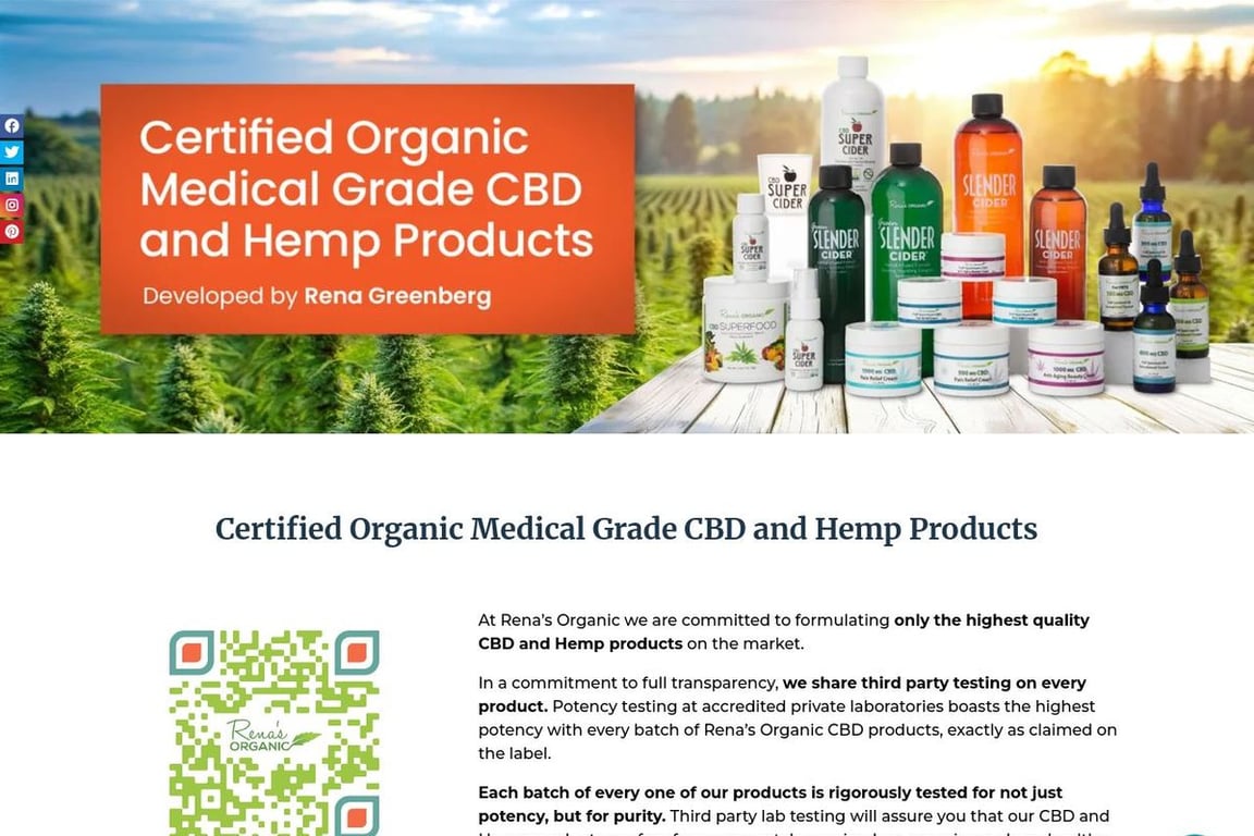 Rena’s Organic homepage