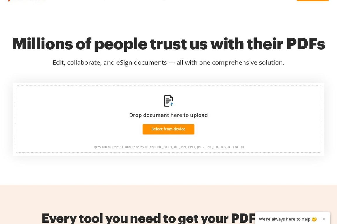 pdfFiller homepage