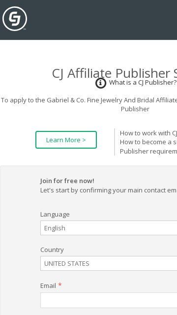 Gabriel & Co. Fine Jewelry And Bridal affiliate program signup page