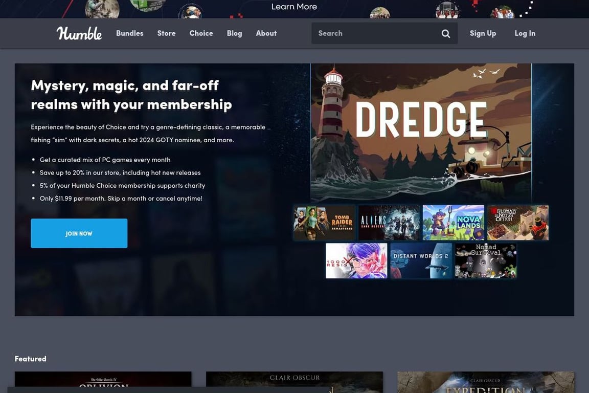 Humble Bundle homepage