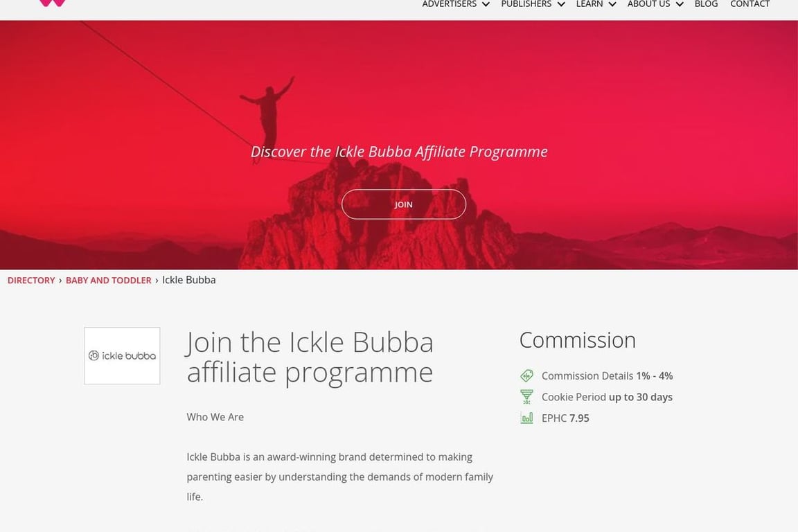 Icklebubba UK affiliate program signup page