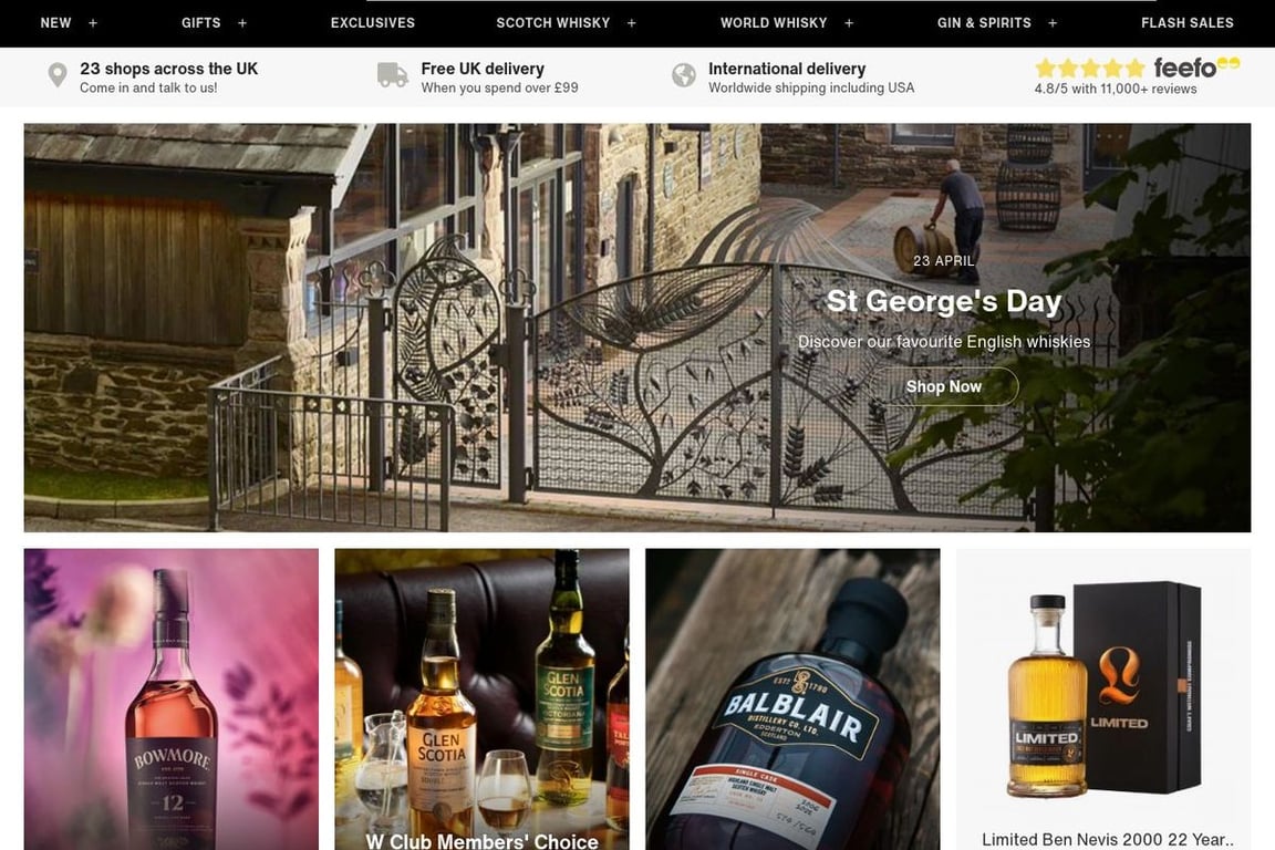 The Whiskey Shop homepage