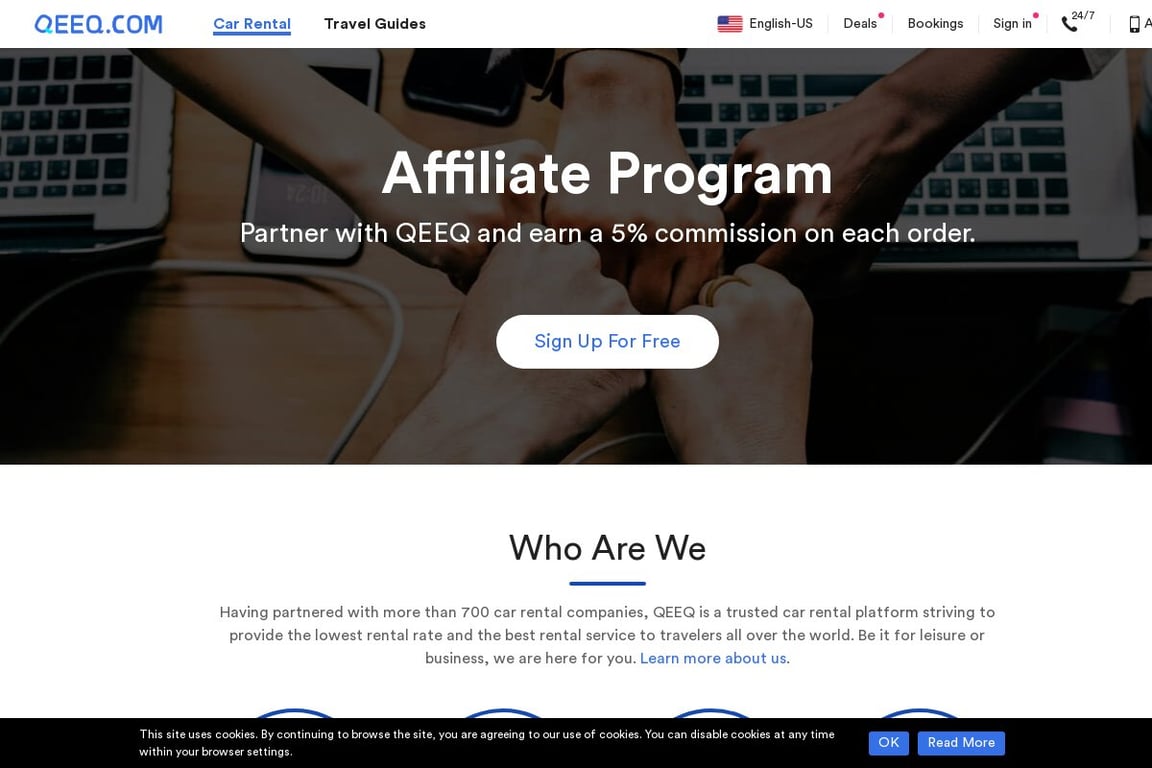 Qeeq UK affiliate program signup page