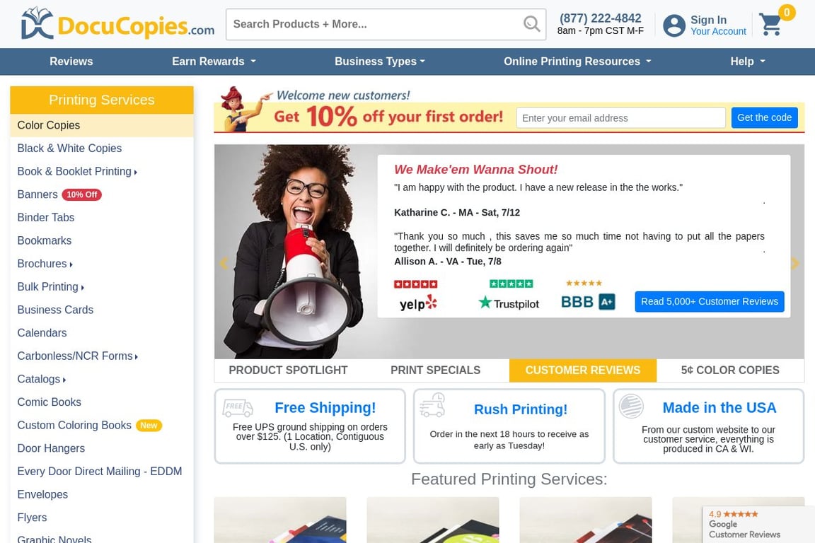 Docucopies homepage