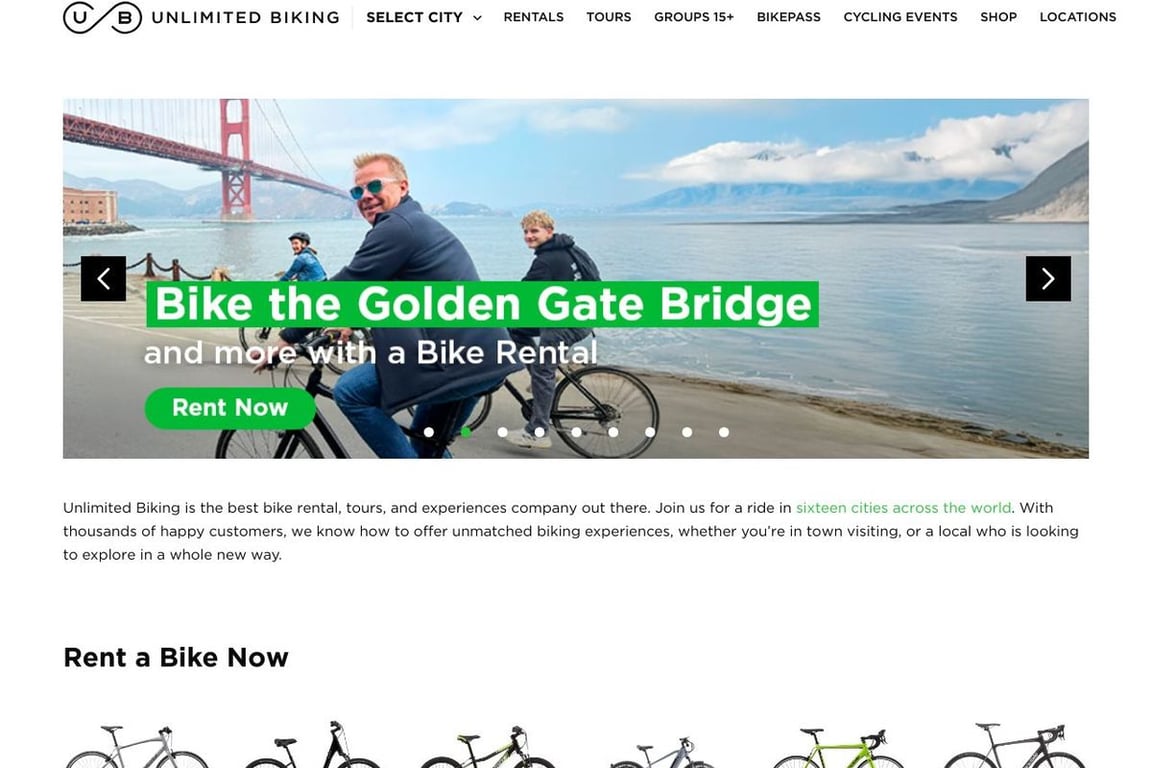 Unlimited Biking homepage