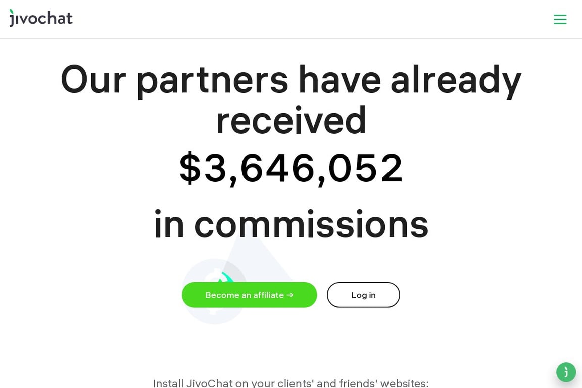 JivoChat affiliate program signup page