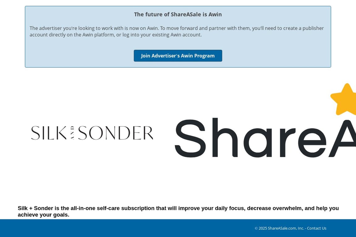 Silk and Sonder affiliate program signup page