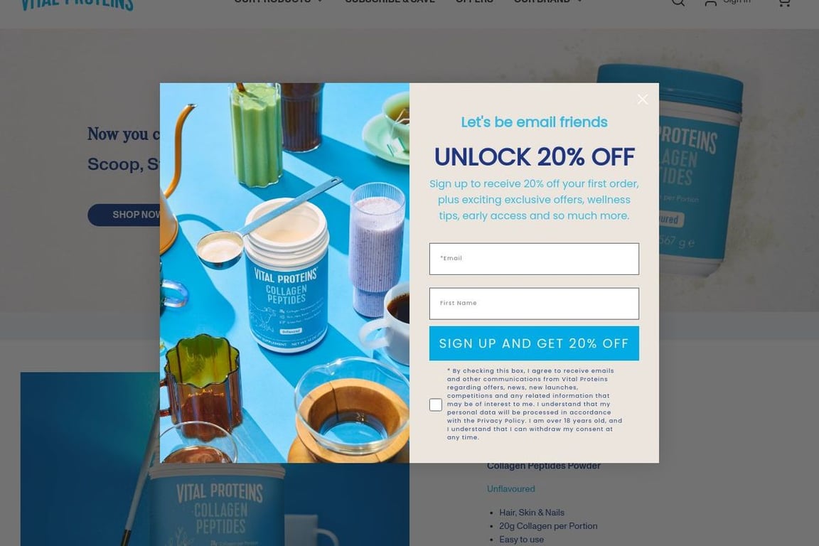 Vital Proteins UK homepage