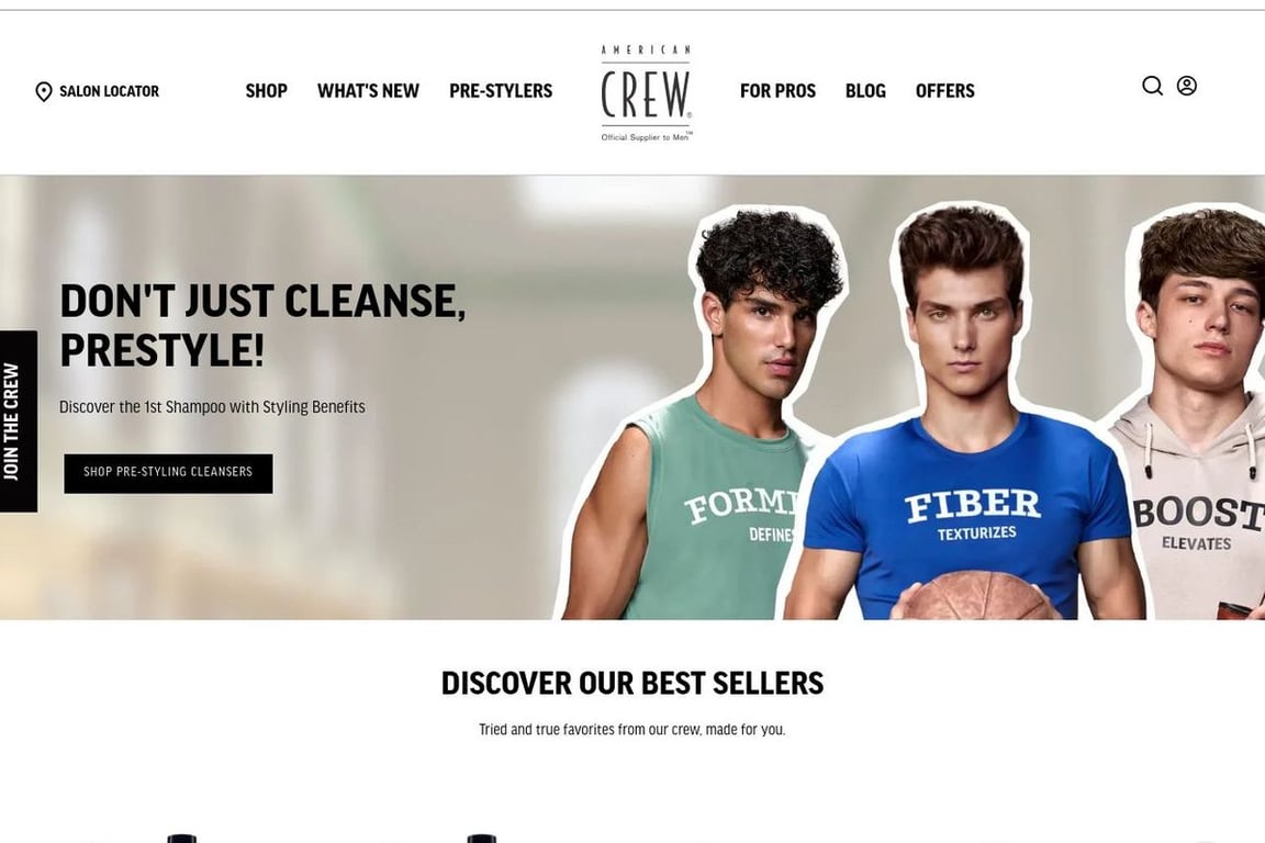 American Crew homepage