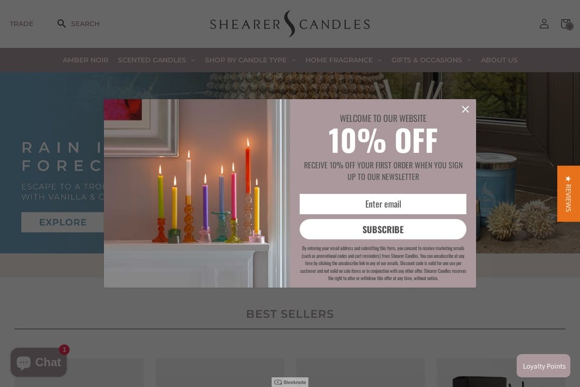 Shearer Candles homepage