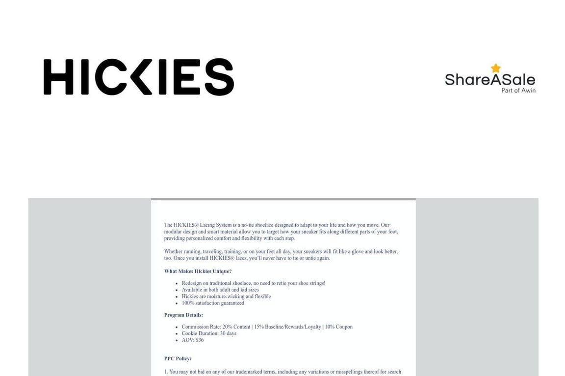 HICKIES affiliate program signup page