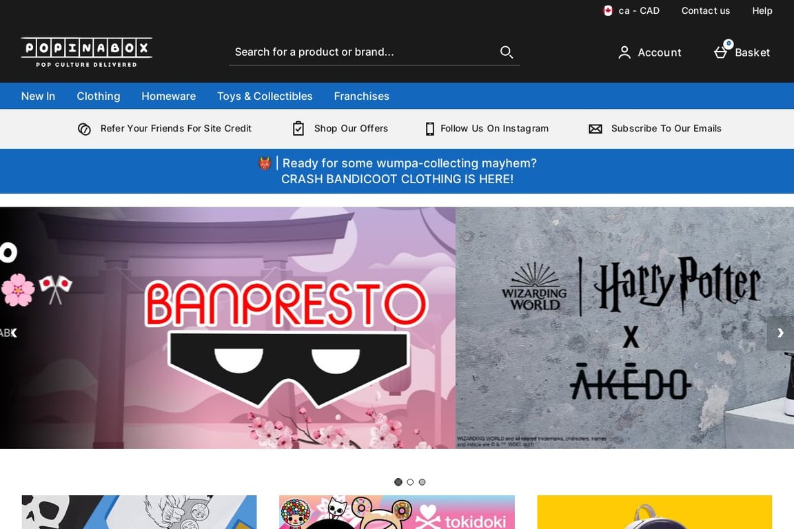 Pop in a Box CA homepage