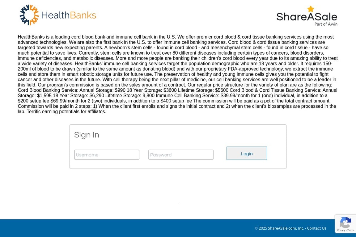 HealthBanks affiliate program signup page