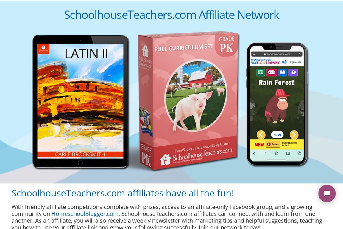 SchoolhouseTeachers affiliate program signup page