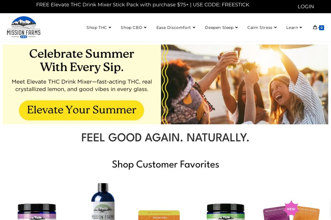 Mission Farms CBD homepage