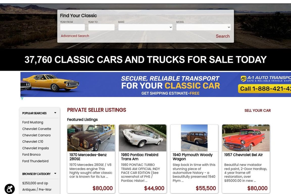 ClassicCars homepage