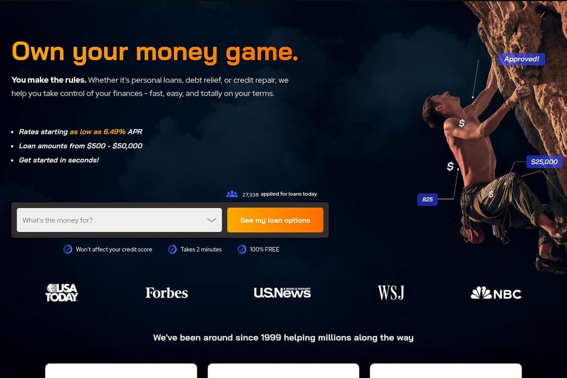 Quinstreet Personal Loans homepage