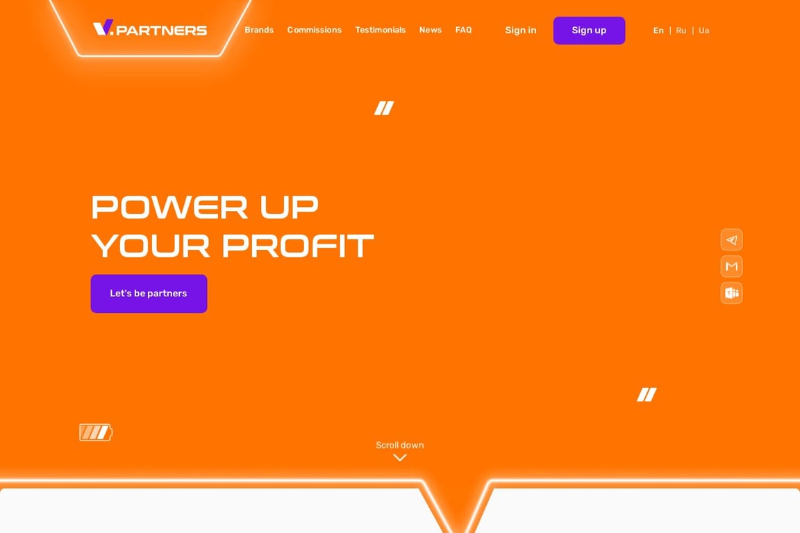 V.Partners affiliate program signup page