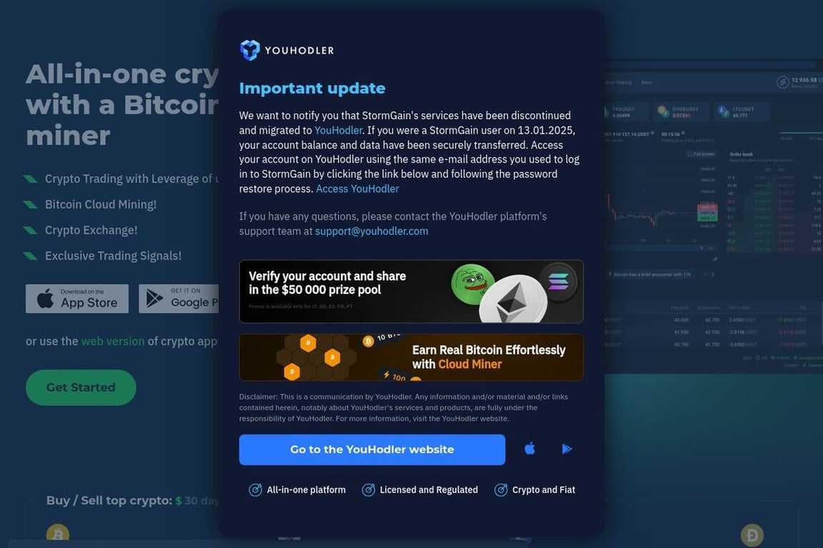 StormGain homepage