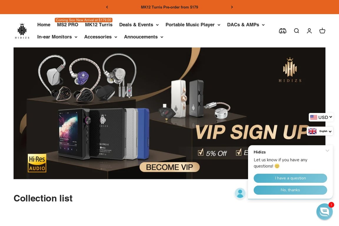 Hidizs homepage