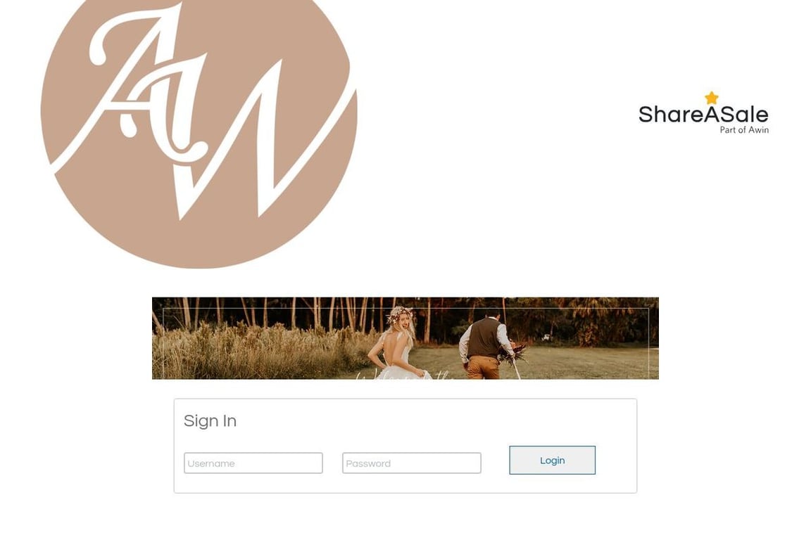 AW Bridal affiliate program signup page