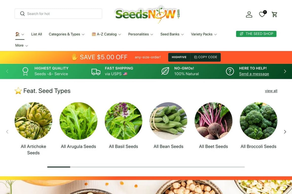 Seeds Now homepage