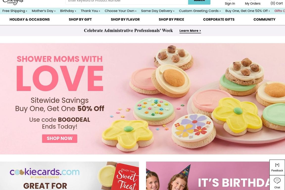 Cheryl’s Cookies homepage