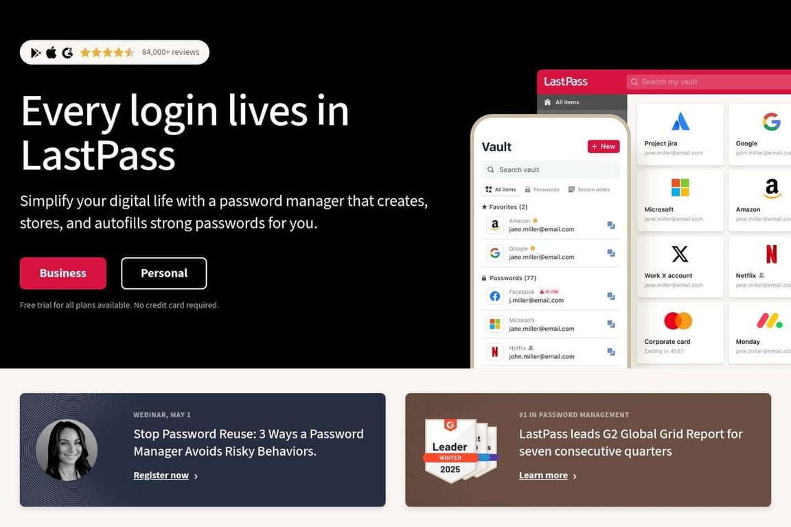 LastPass homepage