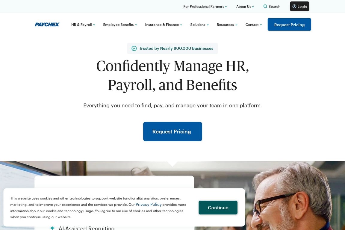 Paychex homepage