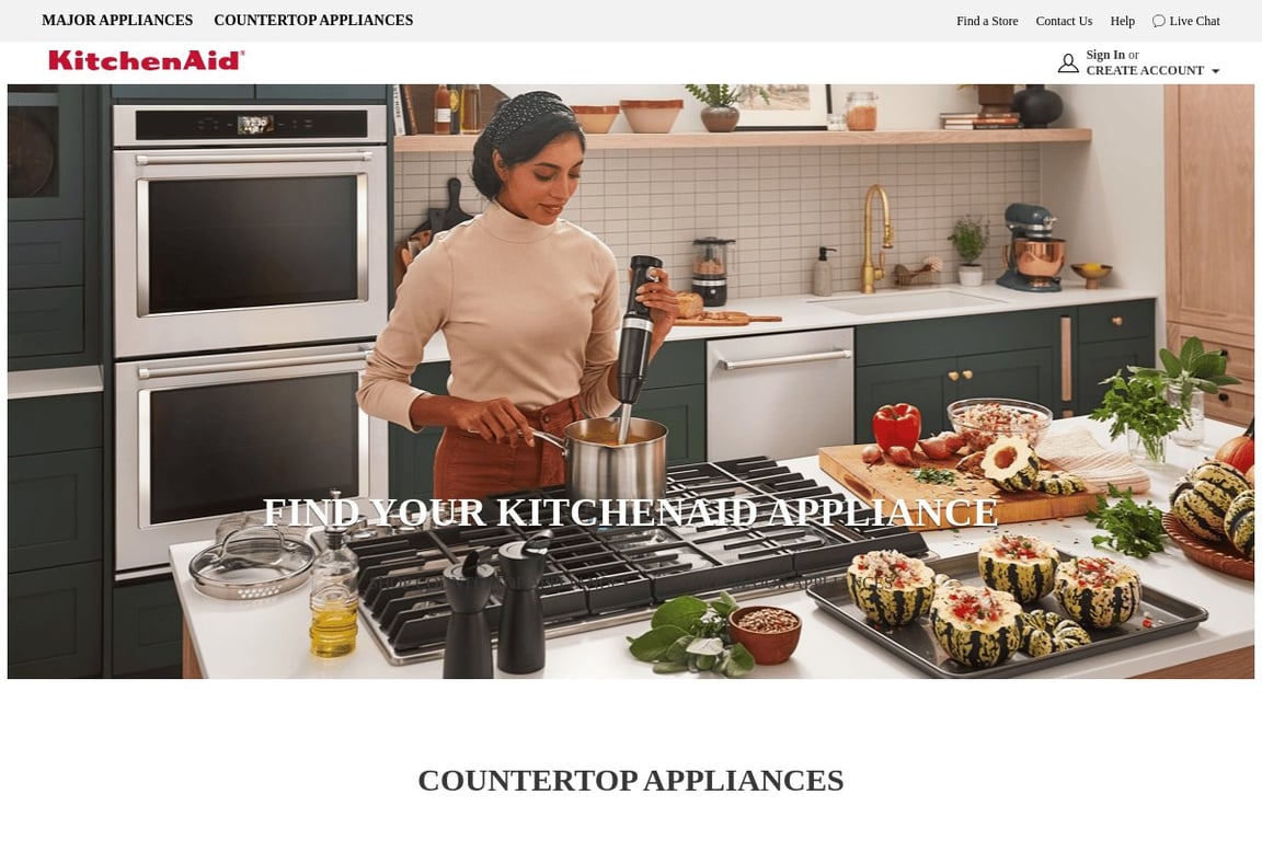 ShopKitchenAid.com homepage