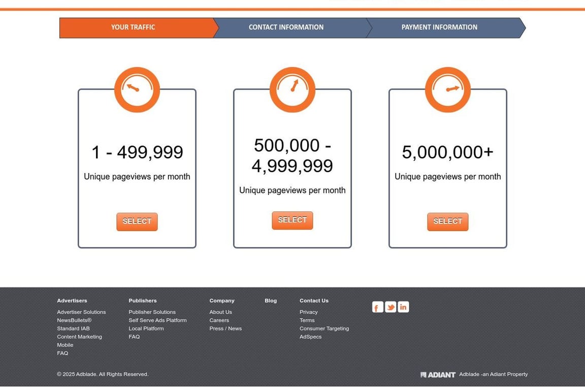 Adblade affiliate program signup page