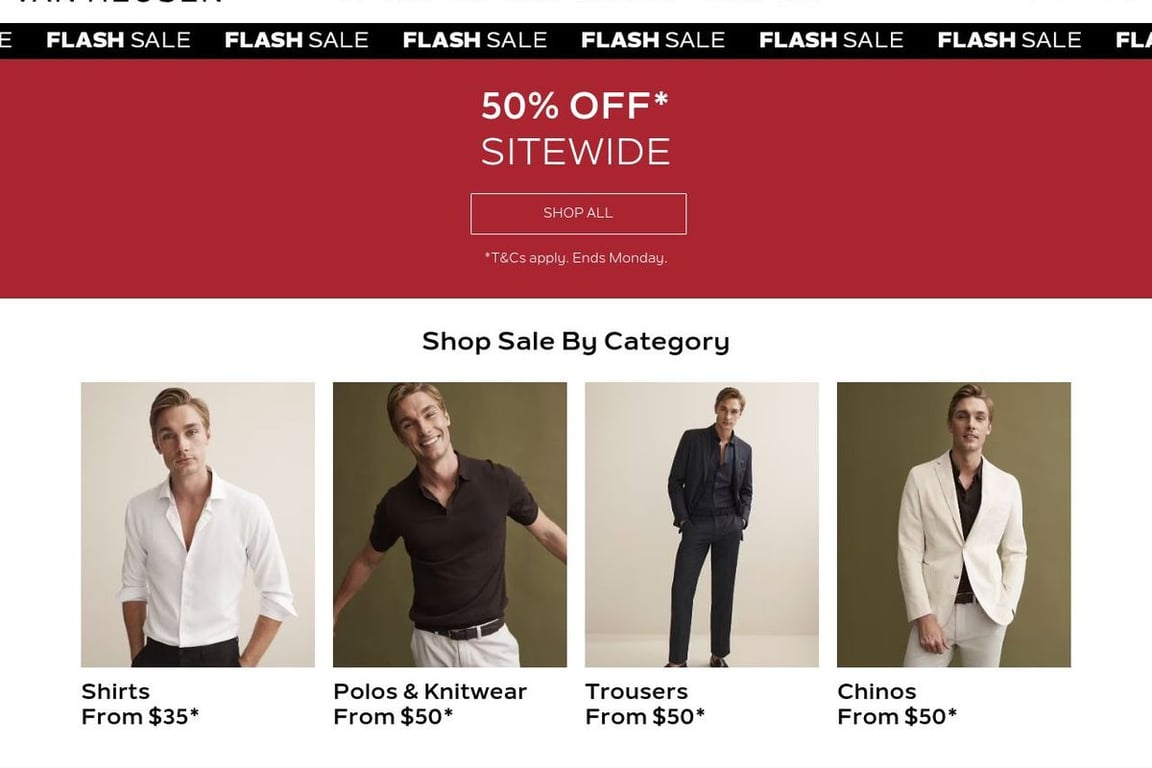 Van Heusen homepage