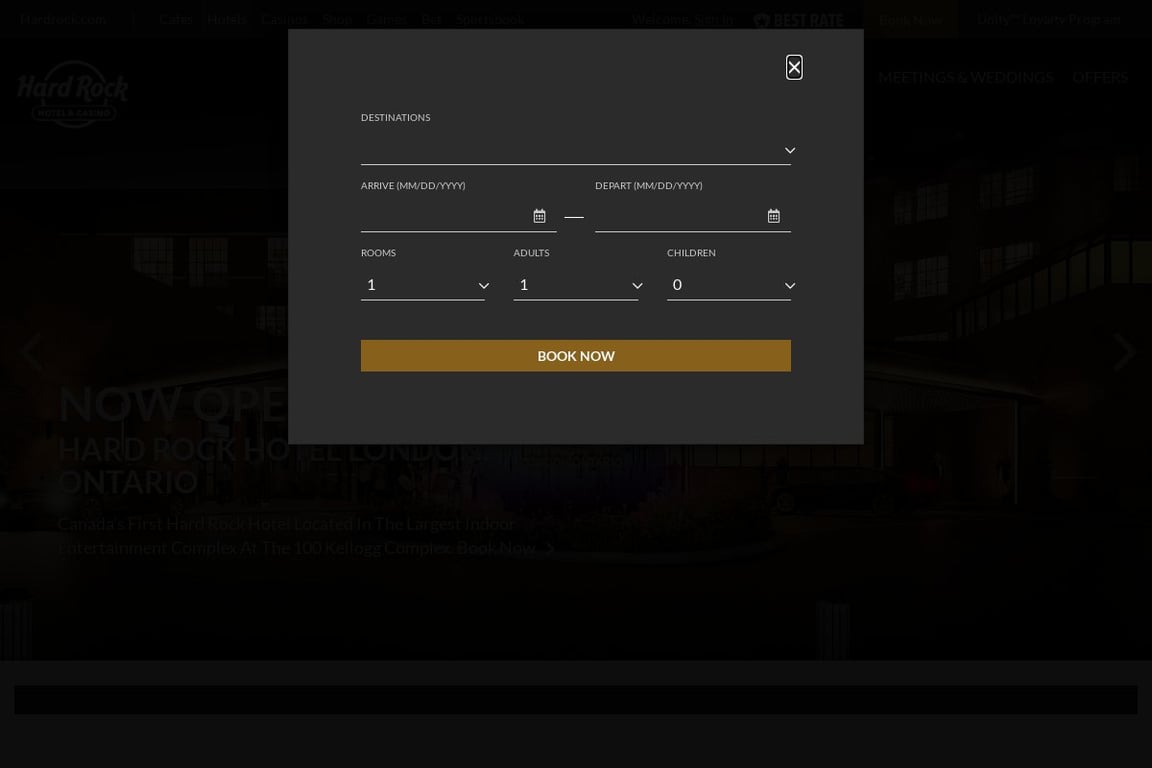 Hard Rock Hotel London homepage