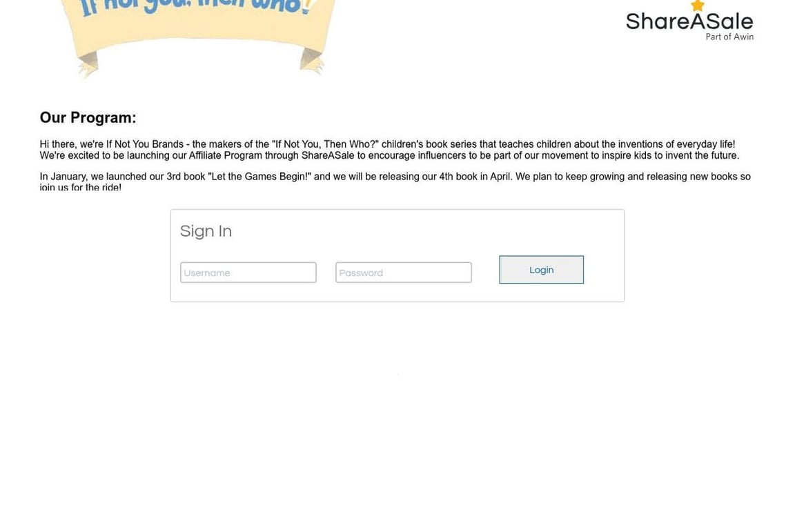 If Not You Books affiliate program signup page
