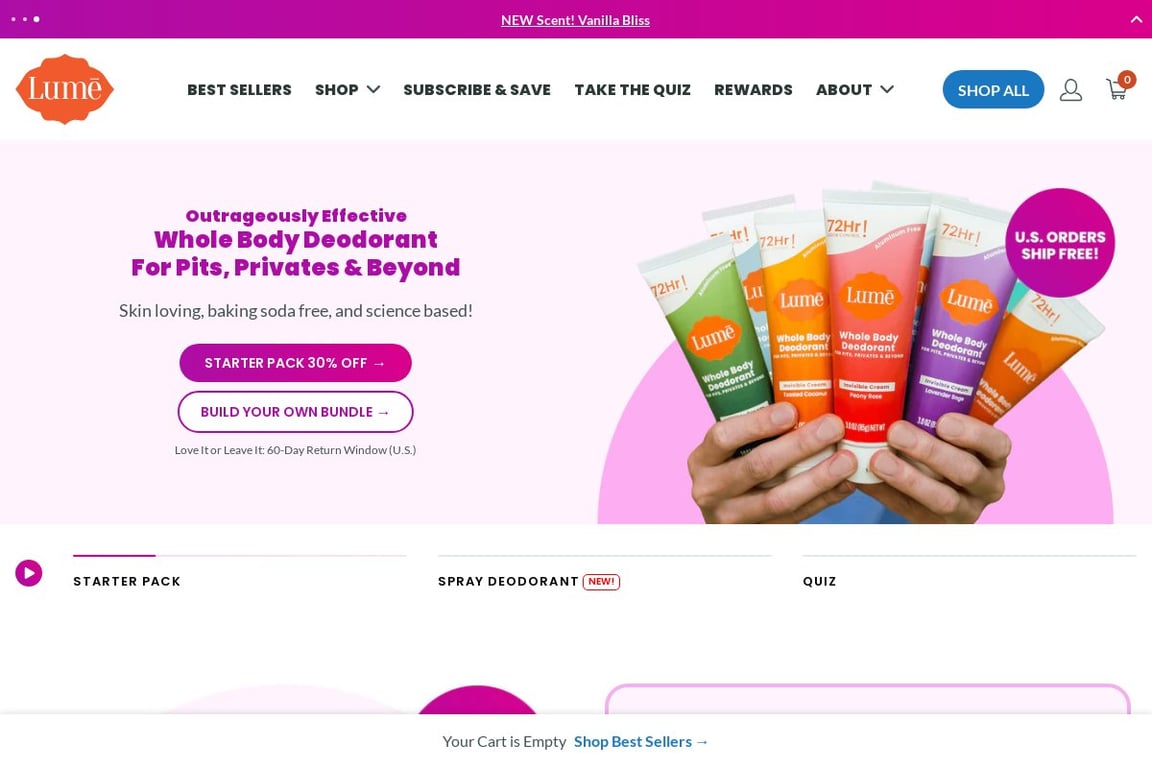 Lume Deodorant homepage