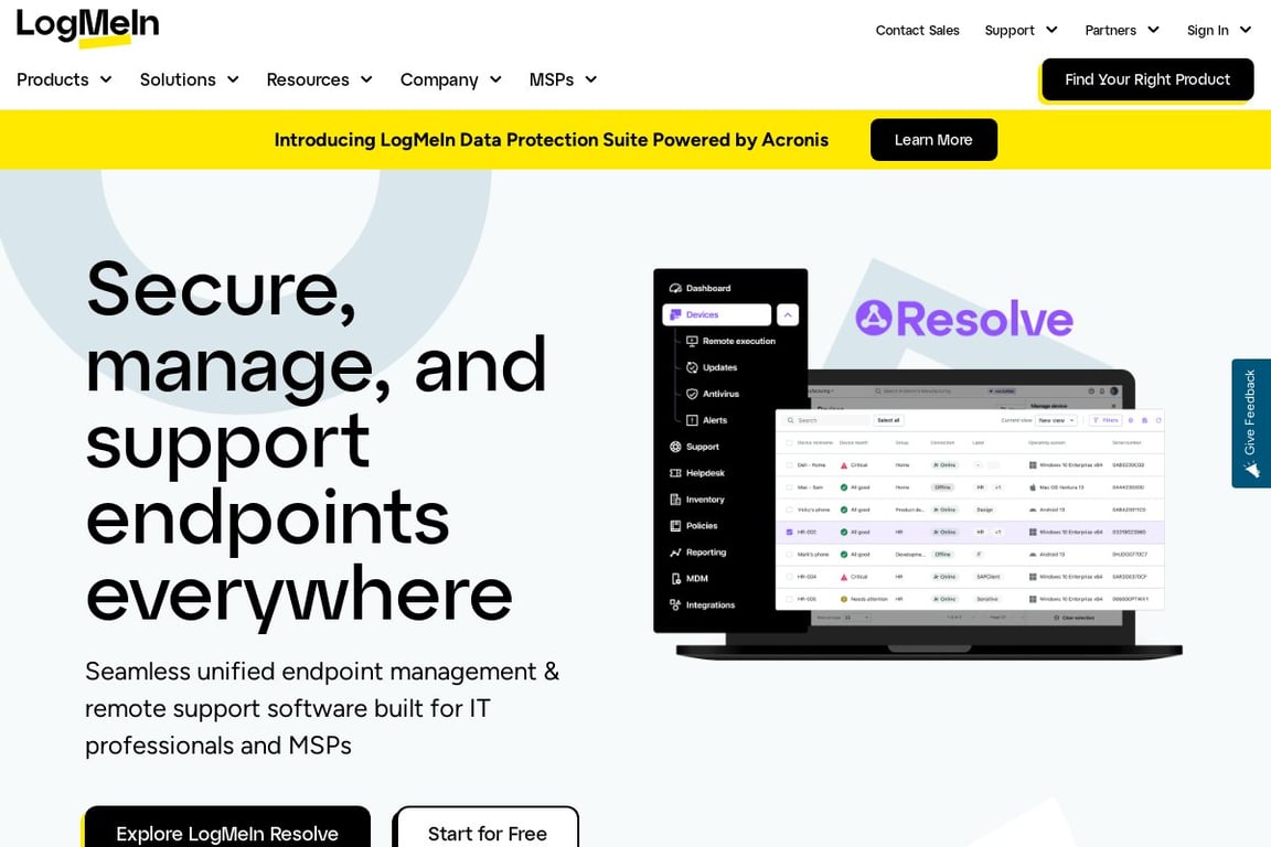 LogMeIn homepage