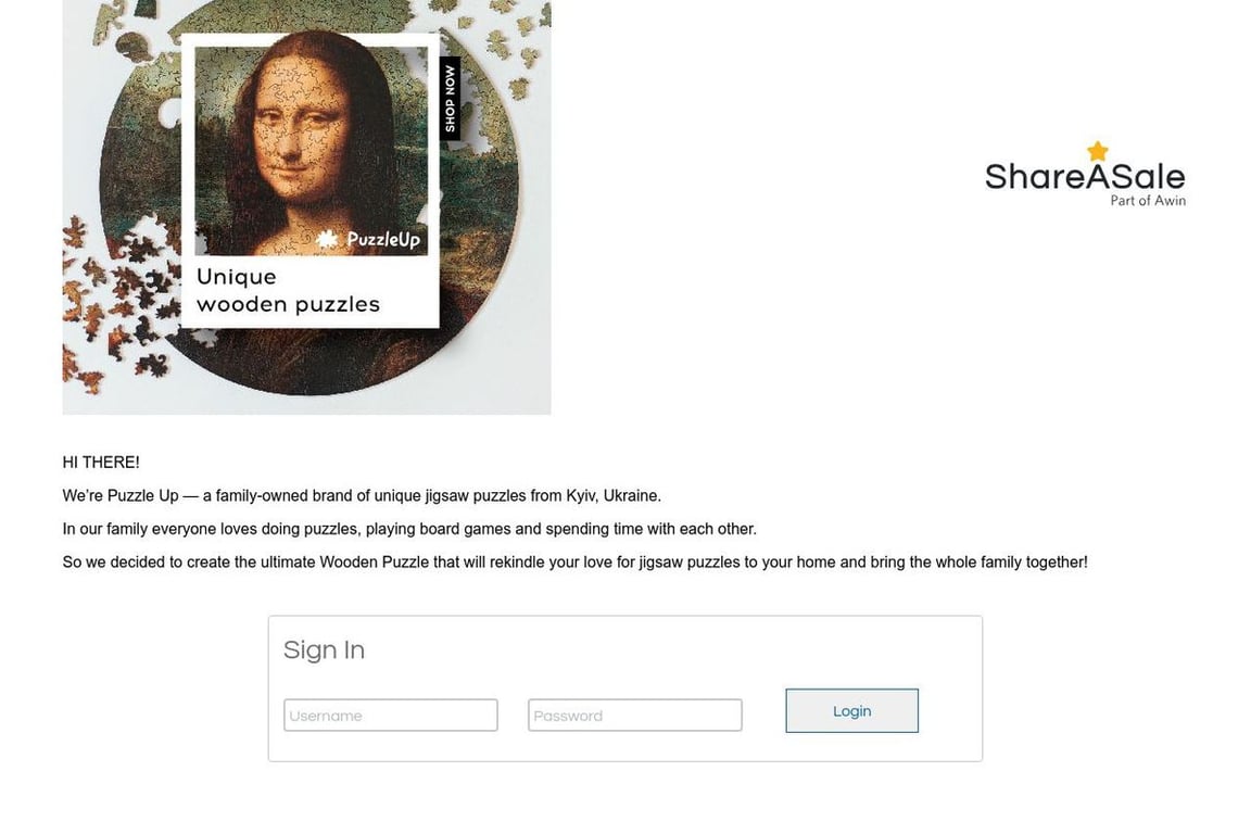 PuzzleUp affiliate program signup page
