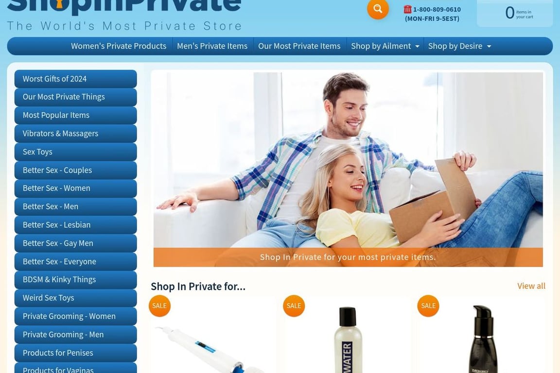 ShopInPrivate.com homepage