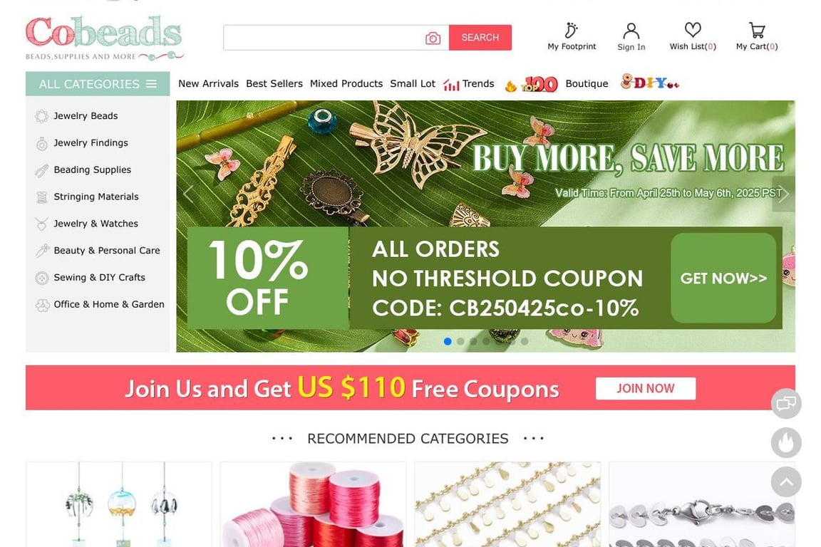 Cobeads homepage