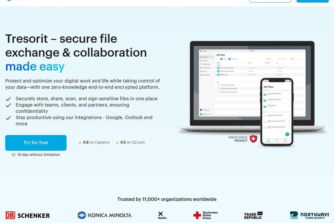 Tresorit homepage